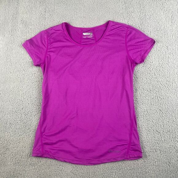 Marmot Women's Medium Purple Striped Polyester Elastane Short Sleeve Shirt - Picture 1 of 10